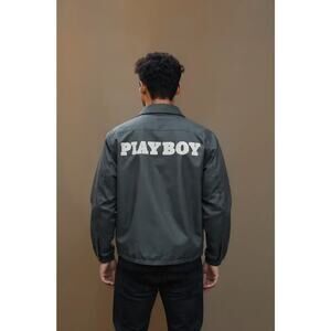 Playboy x PacSun Bomber Jacket Black/Gray Logo, Size M/L, Excellent Condition